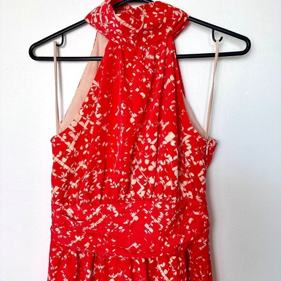 Cynthia Steffe Red White Halter Tie Neck Dress, Size 4 - Picture 2 of 10